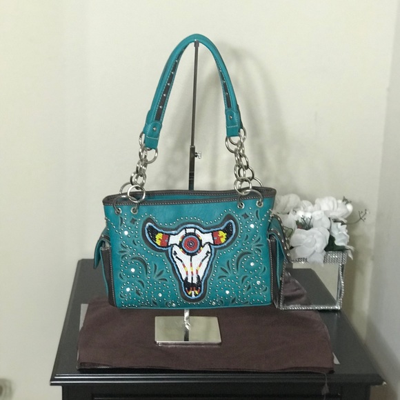 Montana West Handbags - Montana West Beaded Steer Head Concealed Carry